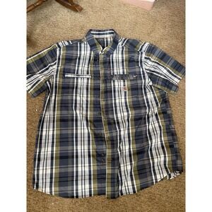 Carhartt Men's Relaxed Fit Short Sleeve Plaid Button Down Shirt Size 2XL
